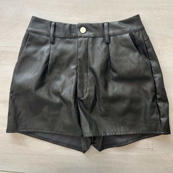 Black Vegan Leather Women's Shorts Size Small High Waist - Picture 6 of 10
